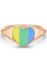 little silver rose gold heart shaped baby ring 